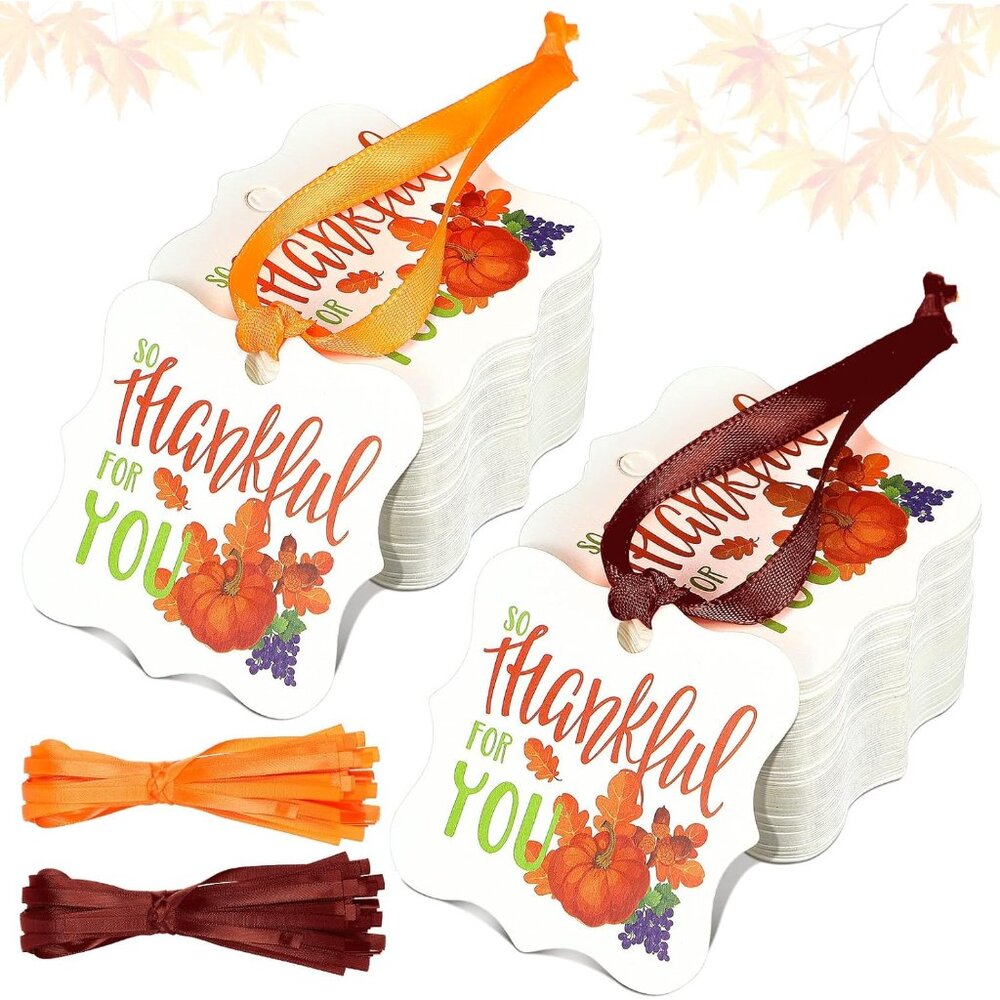 100 Pieces Thanksgiving Tags Fall Gift Tags Bulk Autumn Tags Pumpkin Tags Gift T